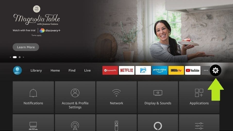 Amazon Fire TV Stick: Mergi la Settings