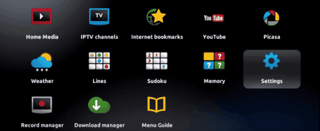 MAG box: Deschide Settings din ecranul portalului